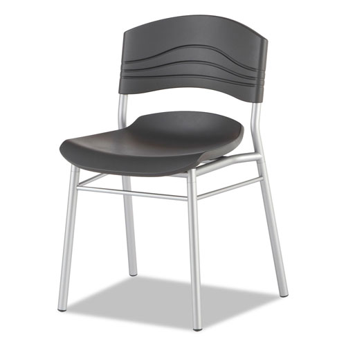 Iceberg CaféWorks Cafe Chair, Graphite Seat/Graphite Back, Silver Base, 2/Carton