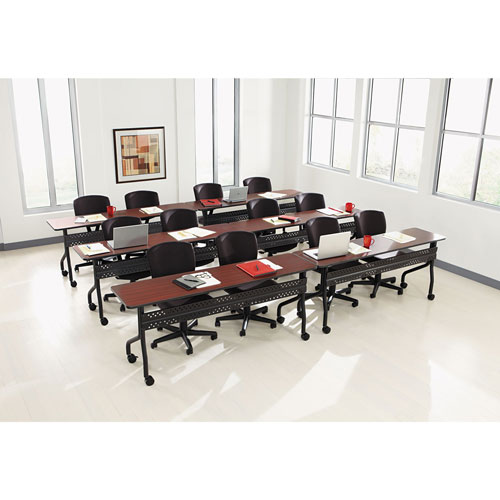 Iceberg OfficeWorks Mobile Training Table, Rectangular, 72w x 18d x 29h, Mahogany/Black