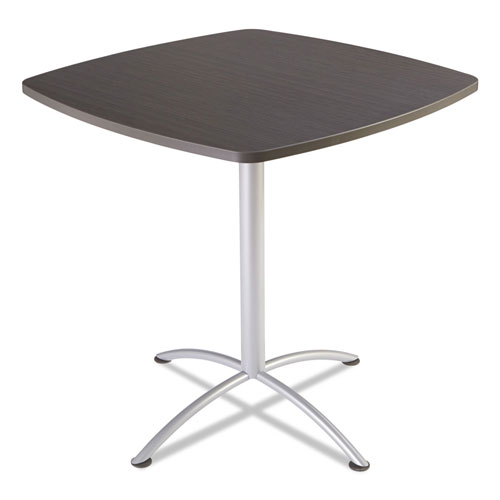 Iceberg iLand Table, Contour, Square Seated Style, 42" x 42" x 42", Gray Walnut/Silver
