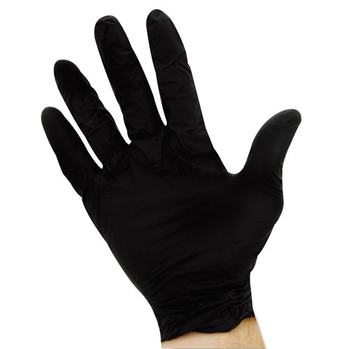 Impact ProGuard Disposable Nitrile Gloves, Powder-Free, Black, Large, 100/Box