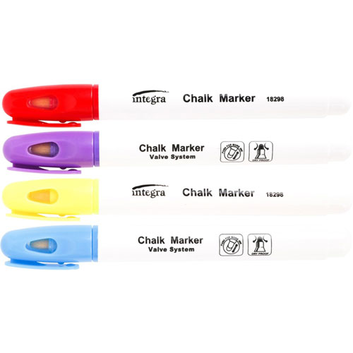 Integra Chalk Ink Markers - Bullet Marker Point Style - Blue, Purple, Red, Yellow Chalk-based Ink - 4 / Set
