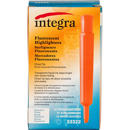 Integra Desk Highlighter, Chisel Tip, Fluorescent Orange