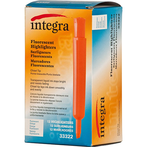 Integra Desk Highlighter, Chisel Tip, Fluorescent Orange