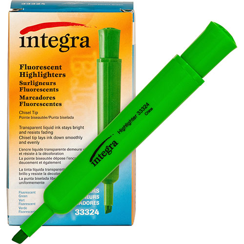 Integra Desk Highlighter, Chisel Tip, Fluorescent Green