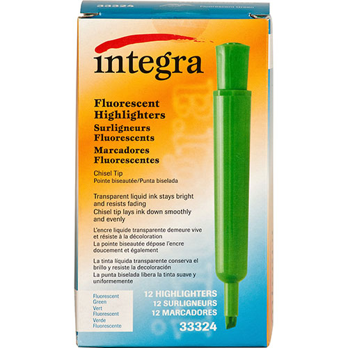 Integra Desk Highlighter, Chisel Tip, Fluorescent Green