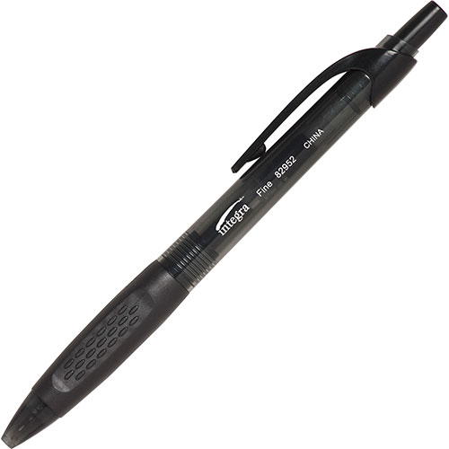 Integra Ballpoint Pen, Retractable, Fine Point, Black Barrel/Ink