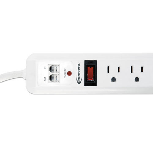 Innovera Surge Protector, 7 Outlets, 4 ft Cord, 1080 Joules, White