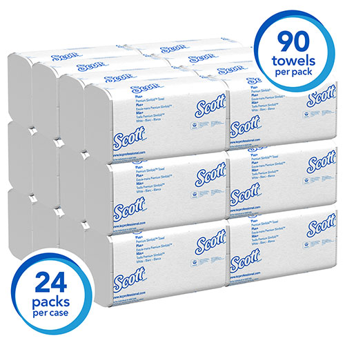 Scott® Control Hand Towels Slimfold (04442) with Fast-Drying Absorbency Pockets, White, 90 Towels / Clip, 24 Packs / Case