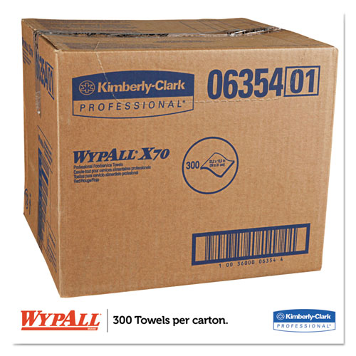 WypAll® X70 Wipers, 12 1/2 x 23 1/2, Red, 300/Box