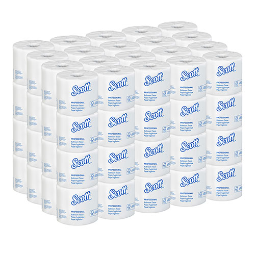 Scott® Essential Professional 100% Recycled Fiber Standard Roll Bathroom Tissue (13217), 2-Ply, White, 80 Rolls / Case, 506 Sheets / Roll, 40,480 Sheets / Case