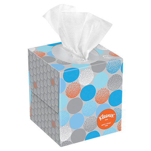 Kleenex Professional Anti-Viral Facial Tissue Cube for Business (21286), White, 3 Boxes / Bundle, 4 Bundles / Case, 12 Boxes / Case