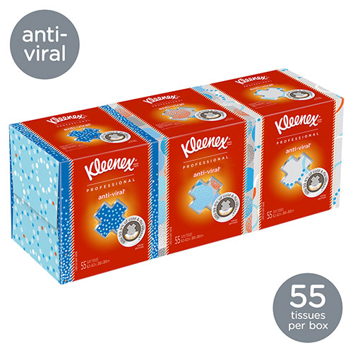 Kleenex Professional Anti-Viral Facial Tissue Cube for Business (21286), White, 3 Boxes / Bundle, 4 Bundles / Case, 12 Boxes / Case
