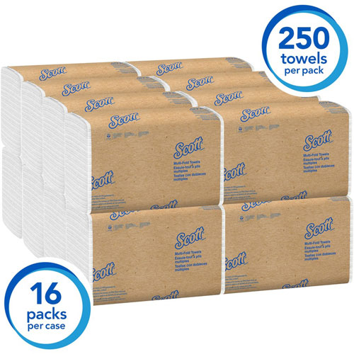 Scott® Essential Multi-Fold Towels,8 x 9 2/5, White, 250/Pack, 16 Packs/Carton