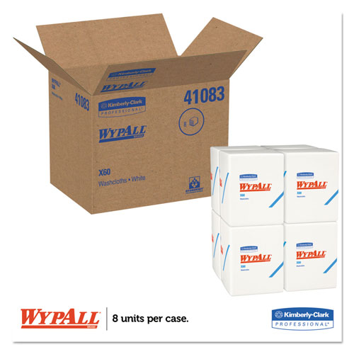 WypAll® X60 Cloths, 1/4 Fold, 12 1/2 x 10, White, 70/Pack, 8 Packs/Carton