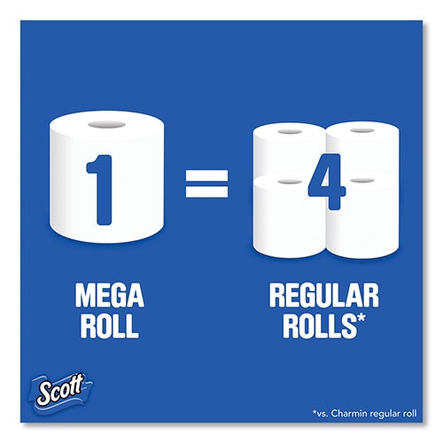Scott® ComfortPlus Toilet Paper, Mega Roll, Septic Safe, 1-Ply, White, 425 Sheets/Roll, 12 Rolls/Pack