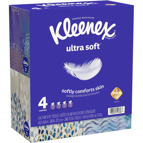 Kleenex Ultra Soft Tissues - 3 Ply - White - Soft, Strong, Fragrance-free - For Multipurpose - 65 Per Box - 12 / Carton