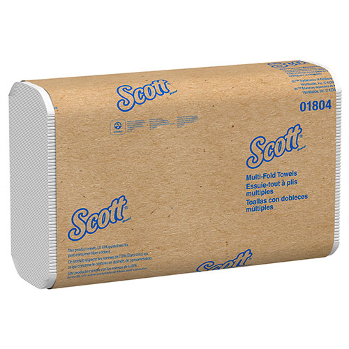 Scott® Essential Multifold Paper Towels (01804) with Fast-Drying Absorbency Pockets, White, 16 Packs / Case, 250 Multifold Towels / Pack