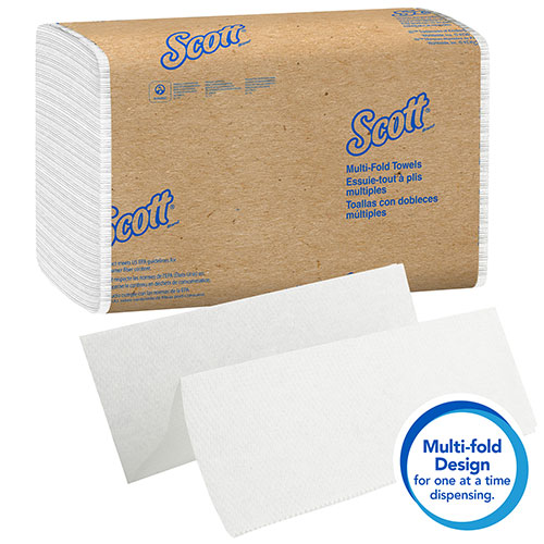 Scott® Essential Multifold Paper Towels (01840) with Fast-Drying Absorbency Pockets, White, 16 Packs / Case, 250 Sheets / Pack, 4,000 Towels / Case