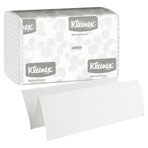Kleenex Multifold Paper Towels (01890), Absorbent, White, 16 Packs / Case, 150 Multifold Paper Towels / Pack, 2,400 Towels / Case