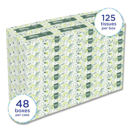Kleenex Naturals Facial Tissue, 2-Ply, White, 125 Sheets/Box