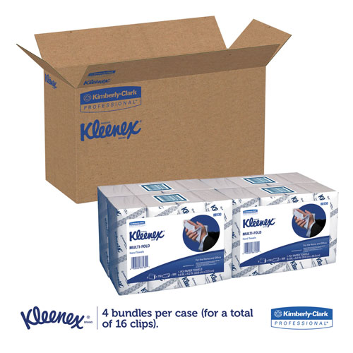 Kleenex Multi-Fold Paper Towels,(4) 4PK Bundles, 9 1/5x9 2/5, White, 150/Pack, 16/Carton
