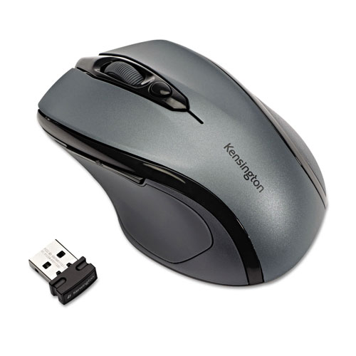 Kensington Pro Fit Mid-Size Wireless Mouse, 2.4 GHz Frequency/30 ft Wireless Range, Right Hand Use, Gray