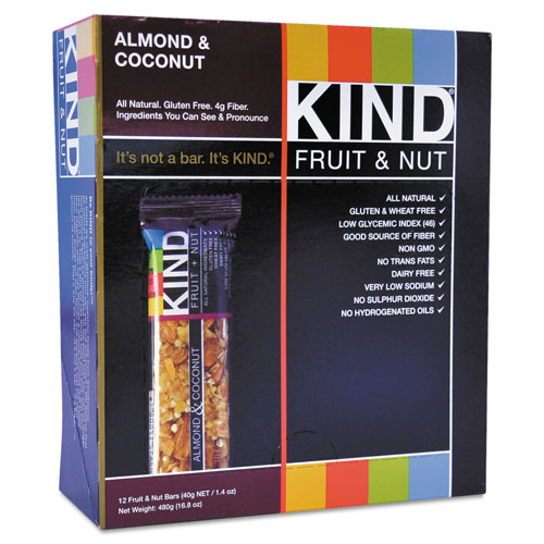Kind Fruit and Nut Bars, Almond and Coconut, 1.4 oz, 12/Box