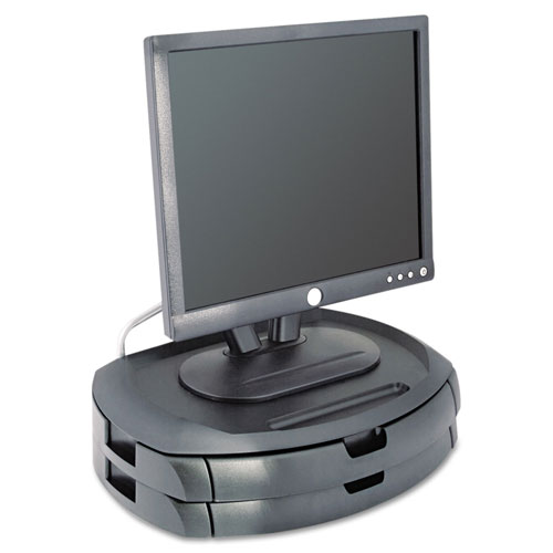 Kantek LCD Monitor Stand with 2 Drawers, 18 x 12 1/2 x 5, Black