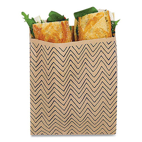 lunchskins XL Sandwich Bag with Resealable Stickers, 7.1 x 2 x 9.1, Kraft with Black Chevron Pattern, 50/Box