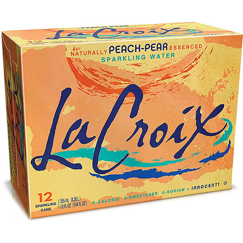 LaCroix Peach-Pear Flavored Sparkling Water, 12oz, 12/Pack, 2 Pack/Carton