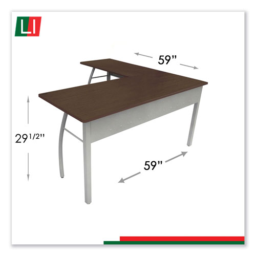 Linea Italia Trento Line L-Shaped Desk, 59.13w x 59.13d x 29.5h, Mocha/Gray