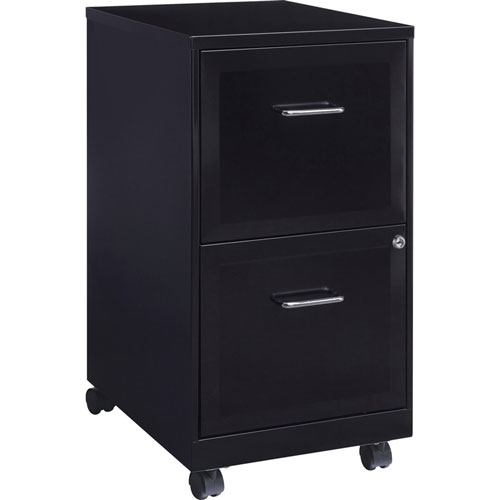 Lorell Steel Mobile File Cabinet, 2-DR, 14-1/4"x18"x24-1/2", BK