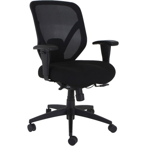 Lorell Executive High-Back Chair - Fabric Seat - Mesh Back - High Back - 5-star Base - Black - Armrest - 1 Each