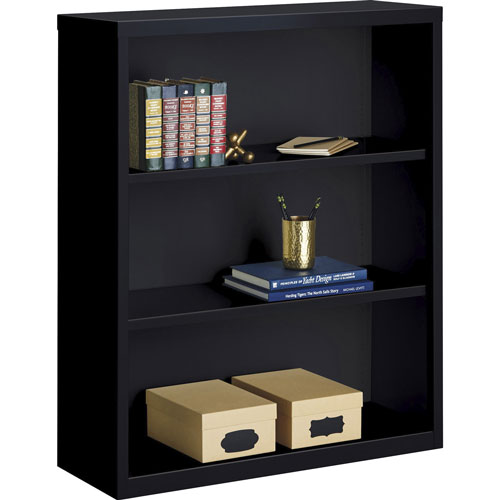 Lorell 3-Shelf Bookcase, Black