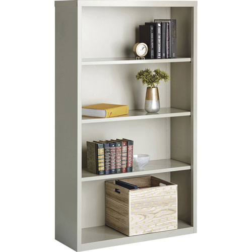 Lorell 4-Shelf Bookcase, Light Gray