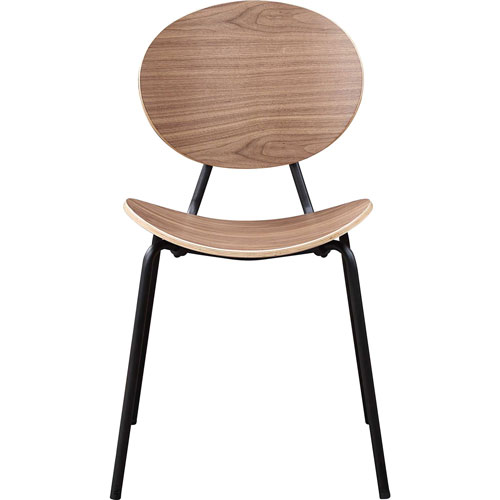 Lorell Bentwood Cafe Chairs, Plywood Seat, Plywood Back, Metal, Powder Coated Steel Frame, Walnut, 2 / Carton