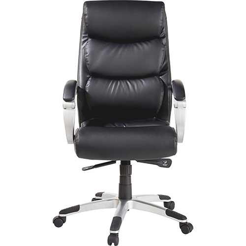 Lorell Executive Bonded Leather High-back Chair with Flex Arms, Black