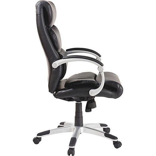 Lorell Executive Bonded Leather High-back Chair with Flex Arms, Black