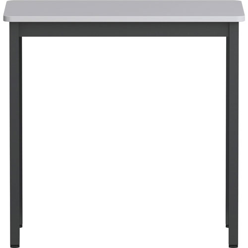 Lorell Utility Table - Gray Rectangle, Laminated Top - Powder Coated Black Base x 30