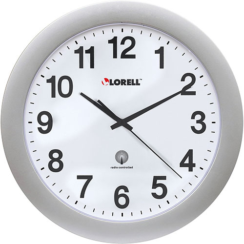 Lorell Wall Clock, 12", Arabic Numerals, White Dial/Silver Frame