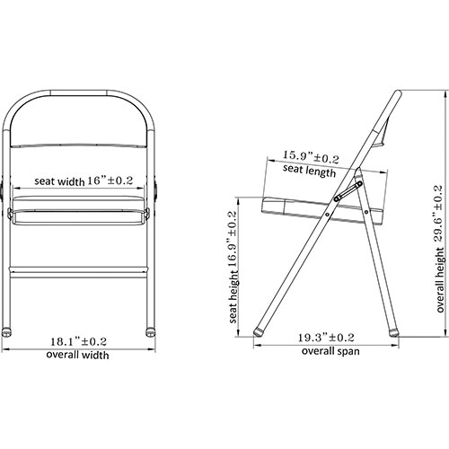 Lorell Folding Chairs, Steel Seat, 19-3/8" x 18-1/4" x 29-5/8", Beige