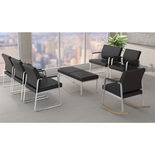 Lorell Healthcare Seating Guest Chair, Silver Powder Coated Steel Frame, Black, Vinyl, 24.4