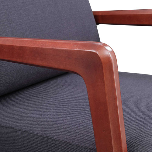 Lorell Fabric Back/Seat Rubber Wood Lounge Chair, Black Fabric Seat, Fabric Back, Black, 30.8