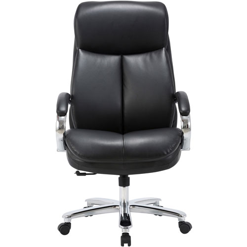 Lorell Executive Leather Big & Tall Chair, Bonded Leather Seat, Black Bonded Leather Back, Black, 28.5