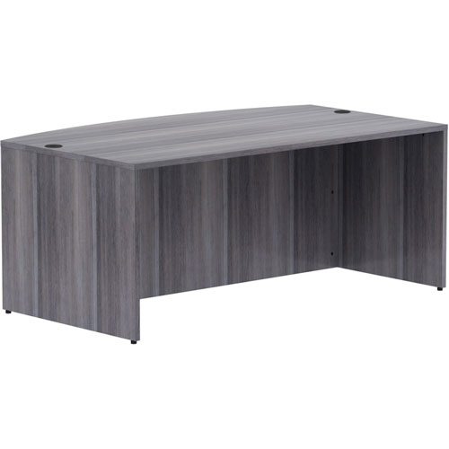 Lorell Weathered Charcoal Laminate Desking, 72" x 41.4" x 29.5"Desk Shell, 1" Top, Bow Front Edge, Material: Polyvinyl Chloride (PVC) Edge, Finish: Weathered Charcoal Laminate