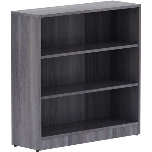 Lorell Weathered Charcoal Laminate Bookcase, 36" x 12" x 36", 3 x Shelf(ves), Weathered Charcoal