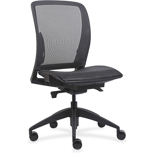Lorell Mid-back Chair, Mesh Seat & Back, 26-1/2" x 25" x 45", Black