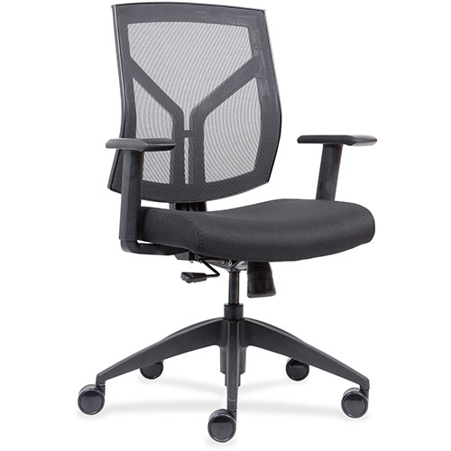 Lorell Mid-back Chair, Mesh Back, 26-1/2" x 25" x 45", Black Fabric