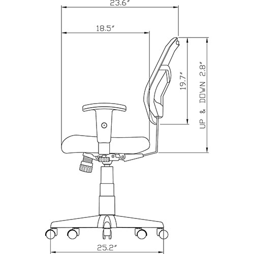 Lorell Mid-Back Chair, 25-1/4