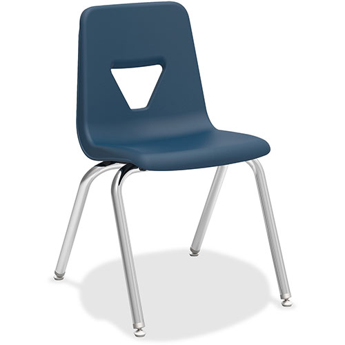 Lorell Stacking Student Chair, 18-3/4" x 20-1/2" x 30", Navy